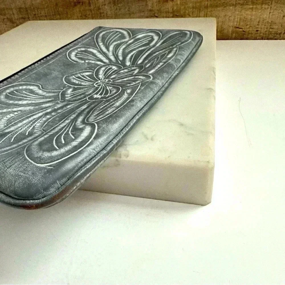 Leaders in Leather Tooled Wristlet/Clutch